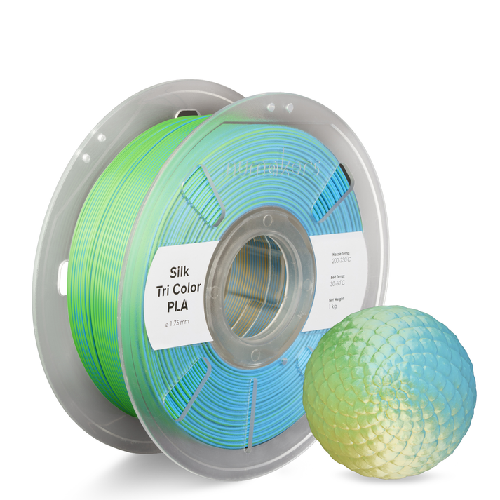 Dual/Tri-Color Silk PLA — Blue-Green-Gold