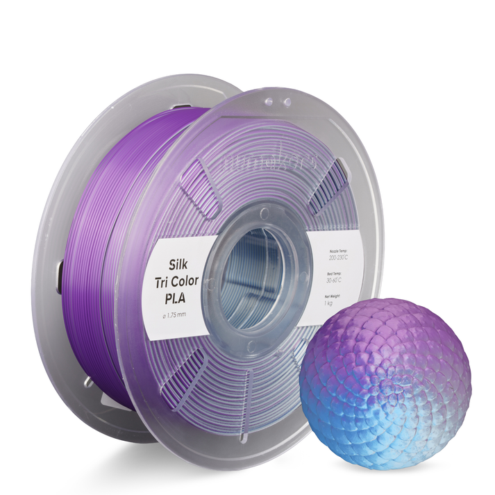 Dual/Tri-Color Silk PLA — Silver-Purple-Blue