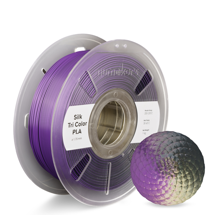Dual/Tri-Color Silk PLA — Black-Purple-Gold